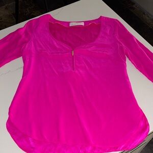 Amanda Uprichard Silk Vibrant V-Neck Top